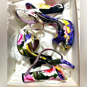 Dolce & Gabbana floral pattern platform sandals Gabardine